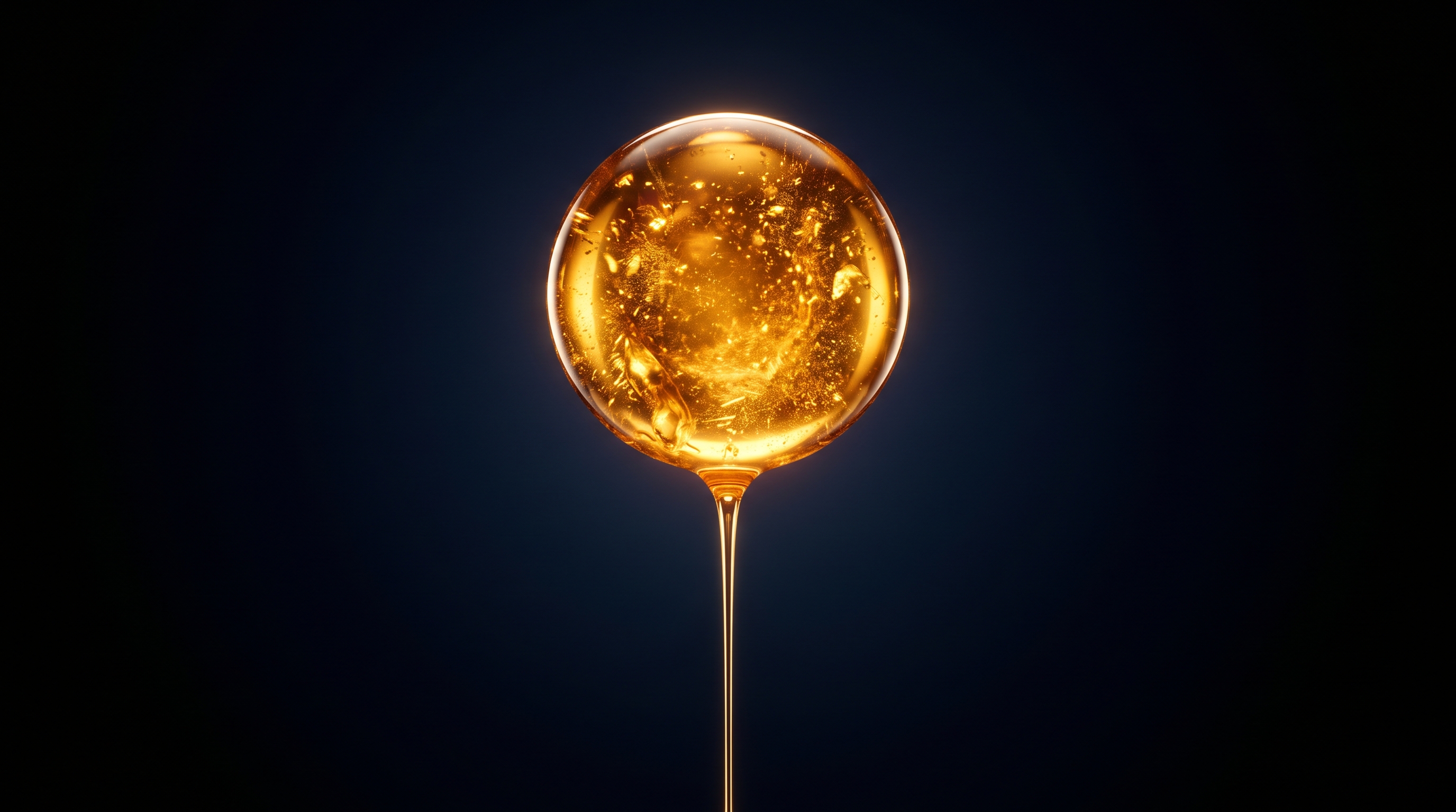 Golden amber distillation drop