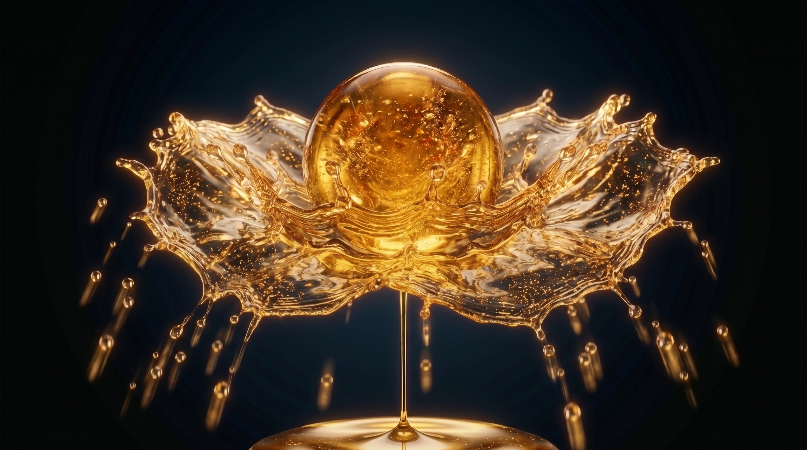 Celestial Cascade of amber droplets